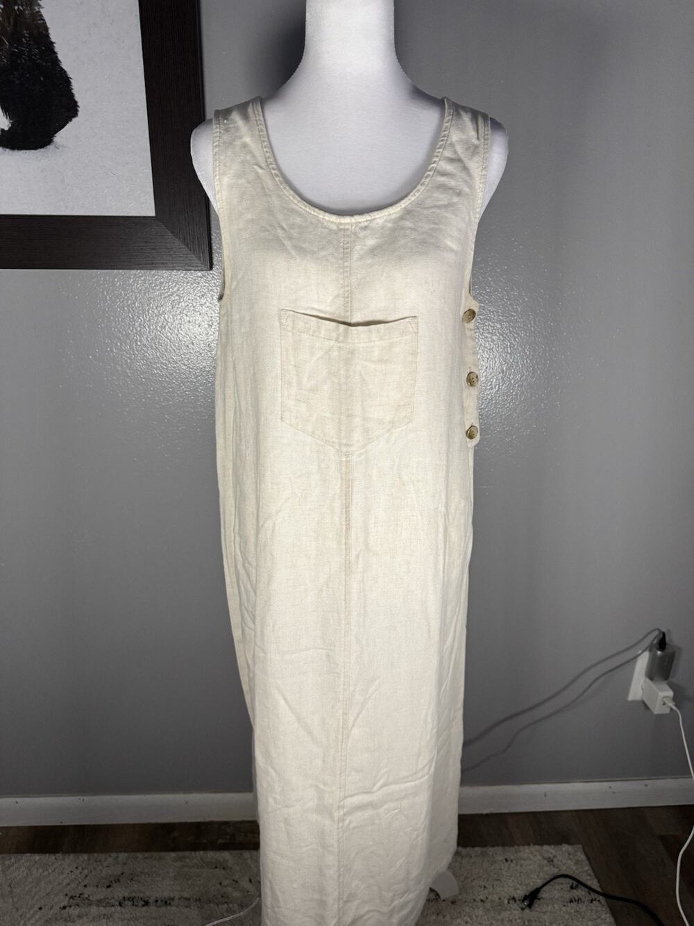 Vintage 90’s Linen Dressing Clio Boho Sleeveless Maxi Dress Women’s Medium